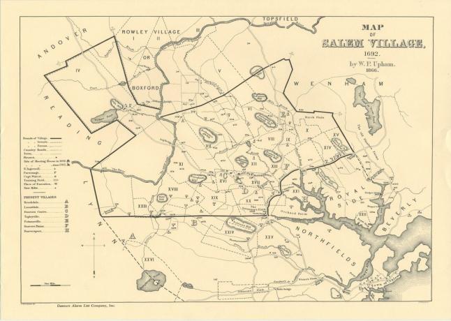 Salem Village Mapa de Upham