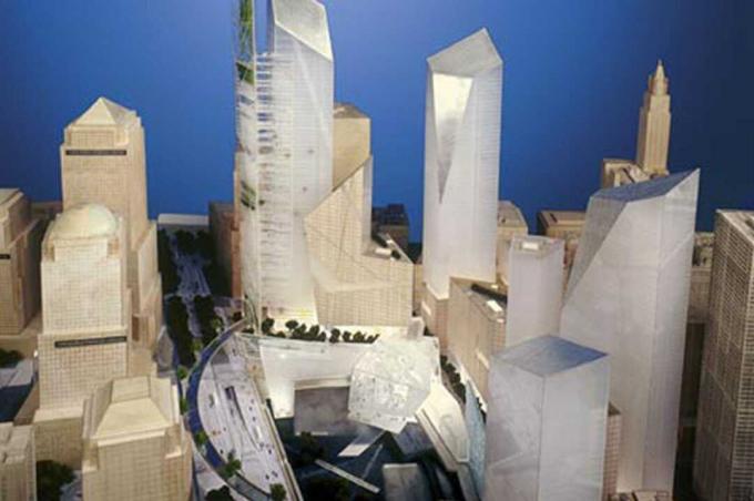 Modelo del plan maestro original del World Trade Center por Studio Libeskind Diciembre 2002 Presentación de diapositivas