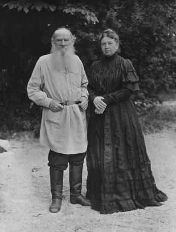 Foto de Leo Tolstoi y su esposa Sonya