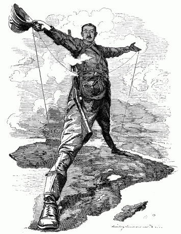 El coloso de Rodas: caricatura de Cecil John Rhodes