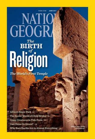 Junio ​​de 2011 Portada de la revista National Geographic mostrando a Gobekli Tepe