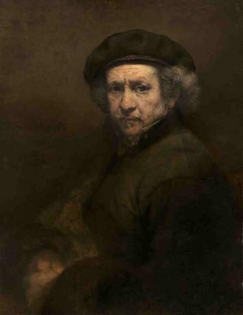 Autorretrato de Rembrandt como un hombre mayor.