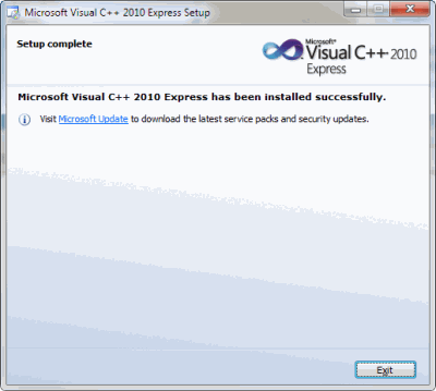 Visual C ++ 2010 Express instalado correctamente