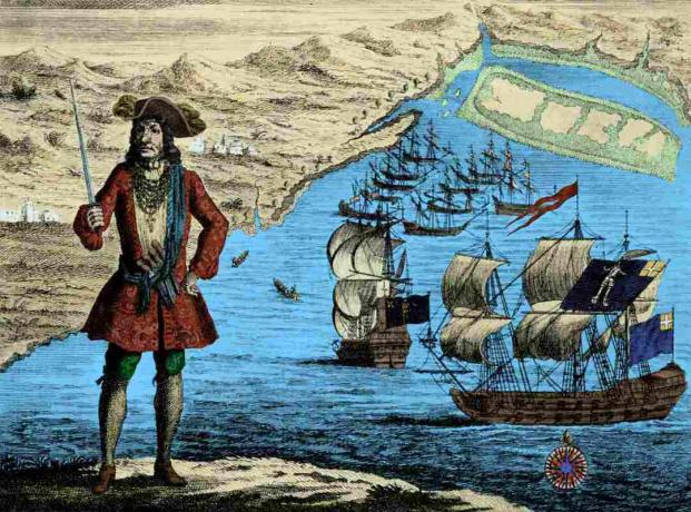 Capitán Bartholomew Roberts, grabado.