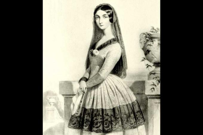 Lola Montez, litografía de Alophe después de un retrato de Dartiguenave
