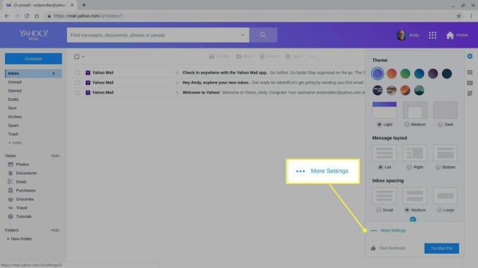 Más configuraciones en Yahoo Mail