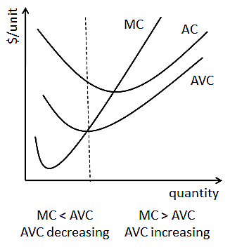 Relación entre costos variables marginales y promedio