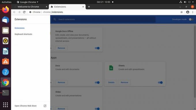 Página de extensión de Google Chrome