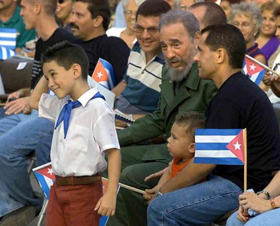 Elián y Juan Miguel González con Fidel Castro
