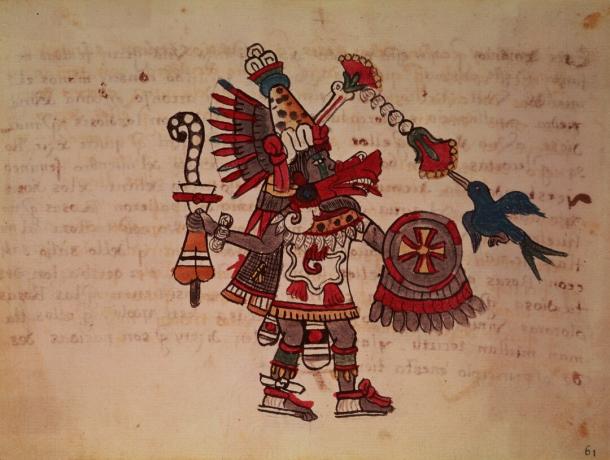 Quetzalcóatl, el dios tolteca y azteca; la serpiente emplumada, dios del viento, el saber y el sacerdocio, maestro de la vida, creador y civilizador, patrón de todo arte e inventor de la metalurgia (manuscrito)