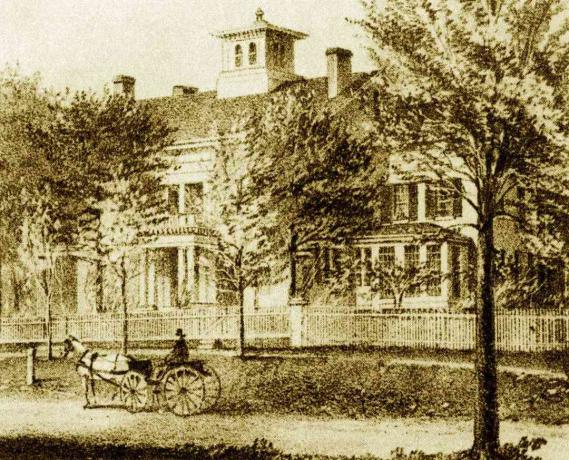 Ilustración de la casa de Dickinson en Amherst