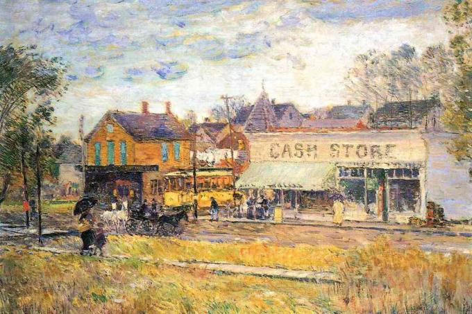 Childe Hassam final de la línea de tranvía oak park illinois