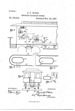 Granville T. El invento de Woods para el sistema de telégrafo de inducción fue patentado en 1887