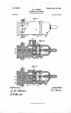 patente para Granville T. Freno de aire automático de Woods, 1902