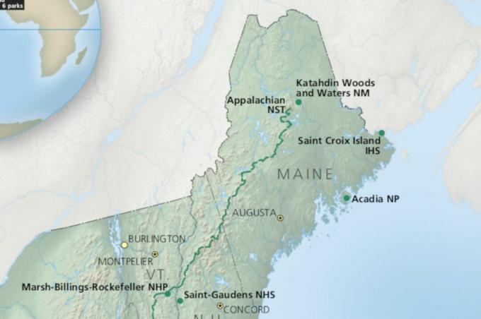 Mapa de Parques Nacionales de Maine