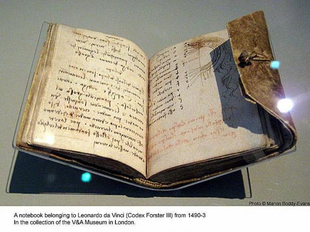 Cuaderno Leonardo da Vinci en el Museo V & A de Londres
