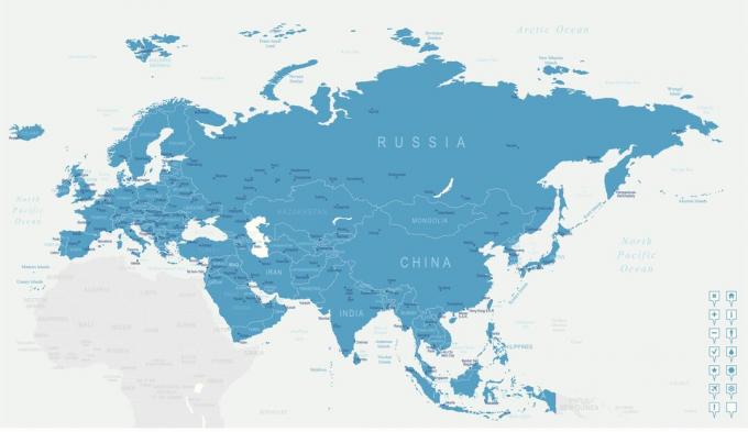 Mapa digital del mapa de Eurasia.