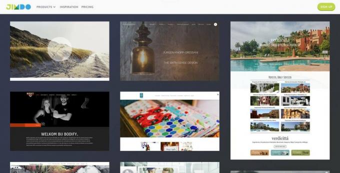 Una captura de pantalla de Jimdo.com.