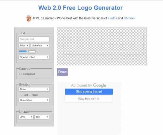 Generador de logotipos gratuito en SimWebSol