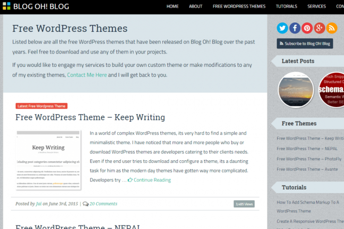 Los temas gratuitos de WordPress en Blog Oh! Blog