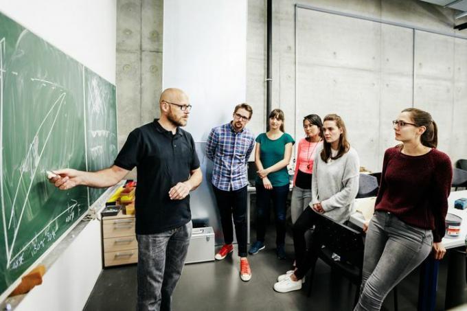 Estudiantes aprendiendo a graficar ecuaciones matemáticas en un plano cartesiano.