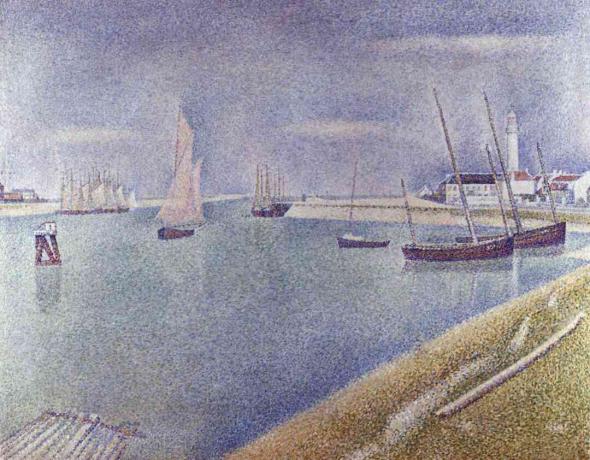 El canal en Gravelines, en la dirección del mar por Georges Seurat