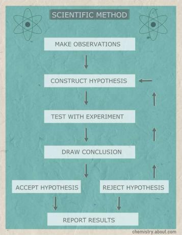 Este diagrama de flujo muestra los pasos del método científico.