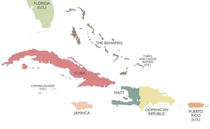 Mapa político de las Antillas Mayores